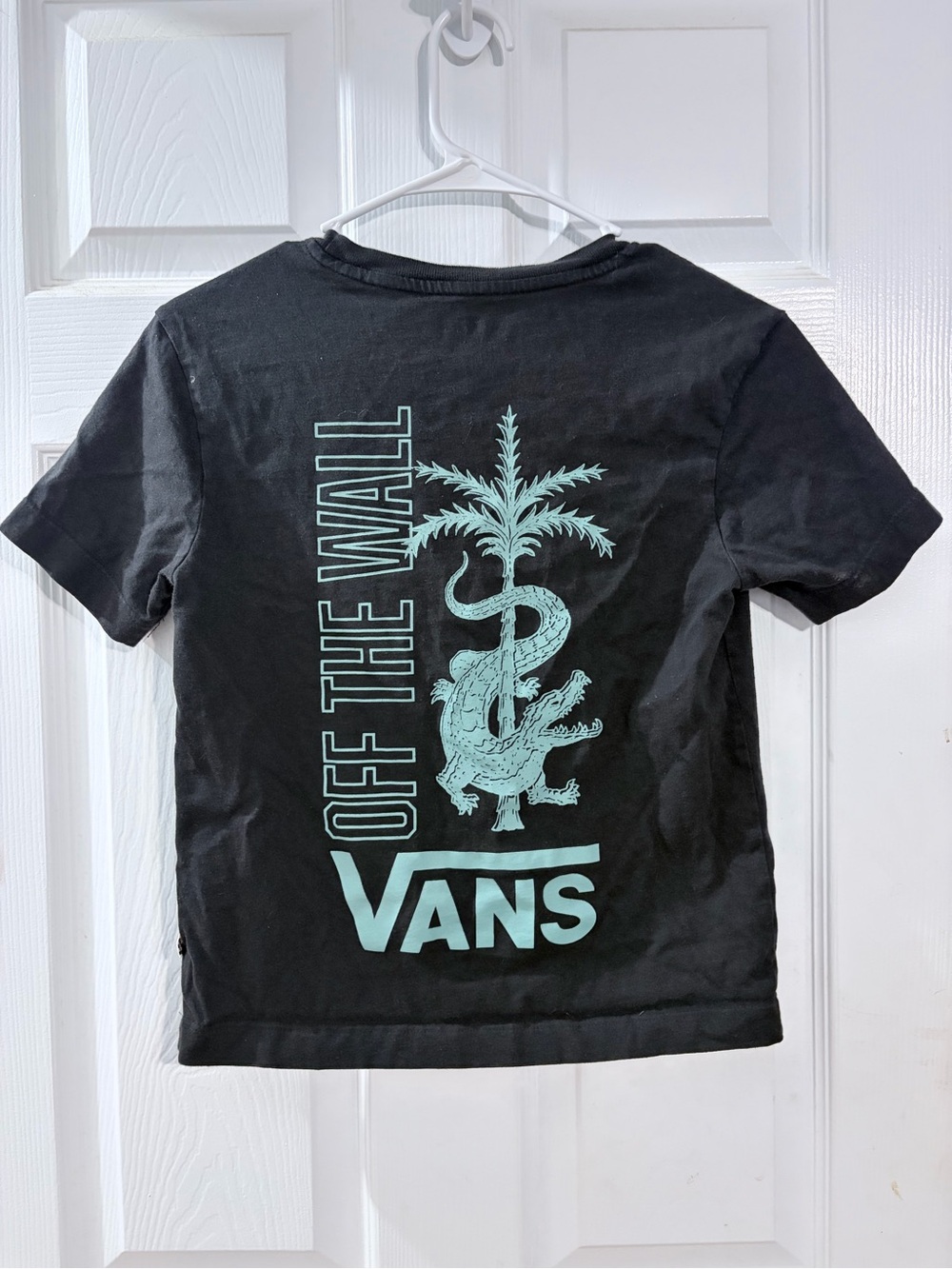 Vans Off The Wall Black Graphic T-Shirt Crocodile Palm Tree XS